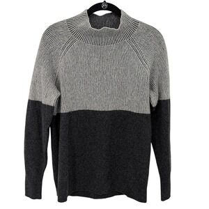 Summersalt Sweater Women Large Gray Colorblock Merino Wool Cashmere Mock Neck
